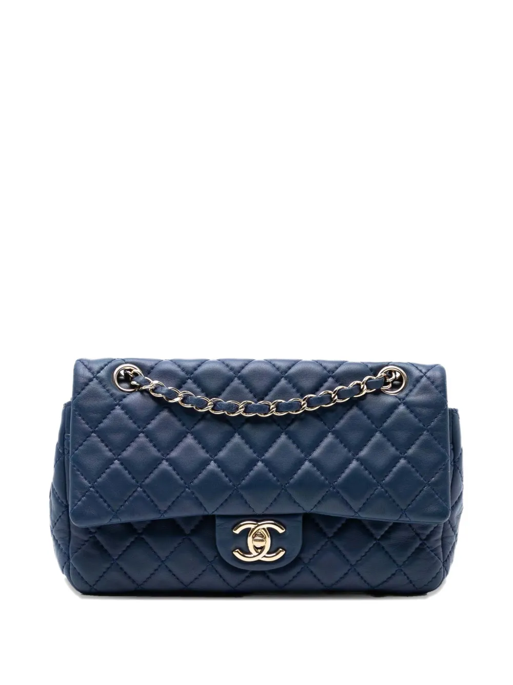 CHANEL Pre-Owned 2008-2009 Medium Classic Lambskin Double Flap shoulder bag - Blu