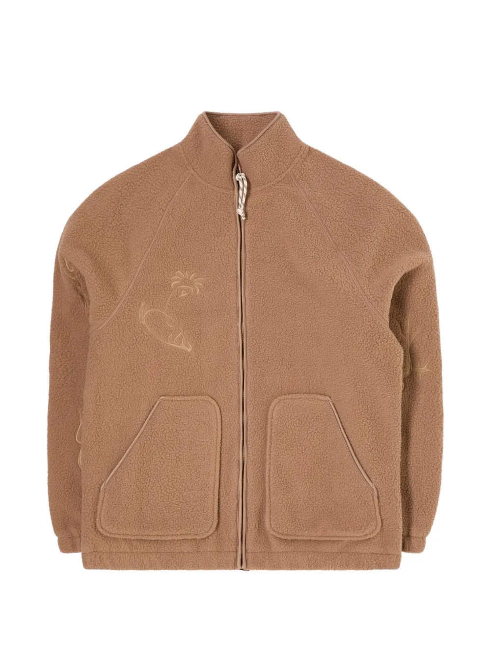 Edwin Balmy Embroidered Zip Jacket In Brown