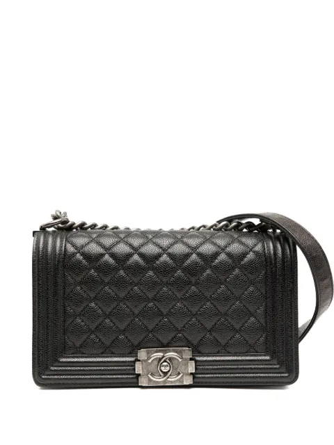 CHANEL Pre-Owned bolsa crossbody Old Boy Flap mediana de piel caviar capitonada 2014-2015