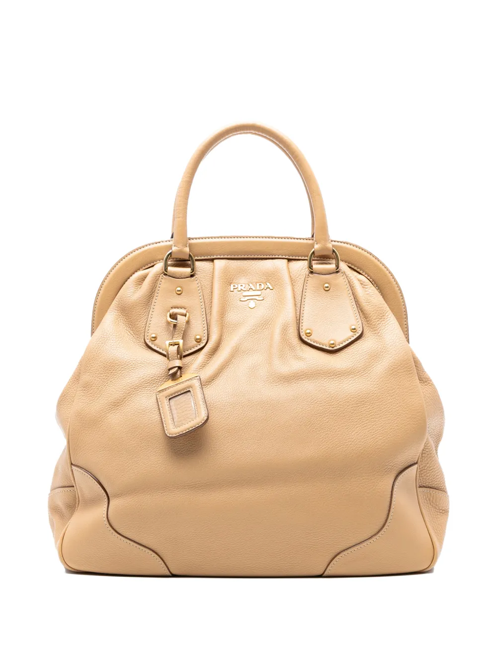 Pre-owned Prada 2000-2013 Cervo Antik Frame Handbag In Brown