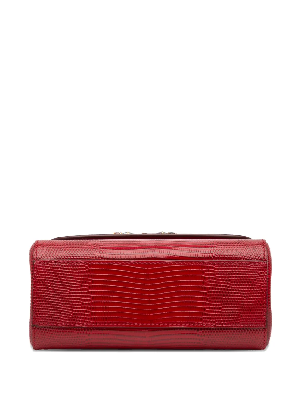 DOLCE & GABBANA Pre-owned 2000-2025 Mini Iguana Embossed Calfskin Miss Sicily Satchel In Red