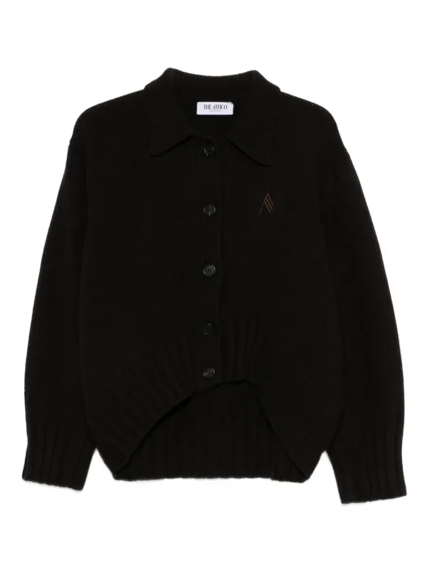 The Attico Collared Embroidered Cardigan in Black