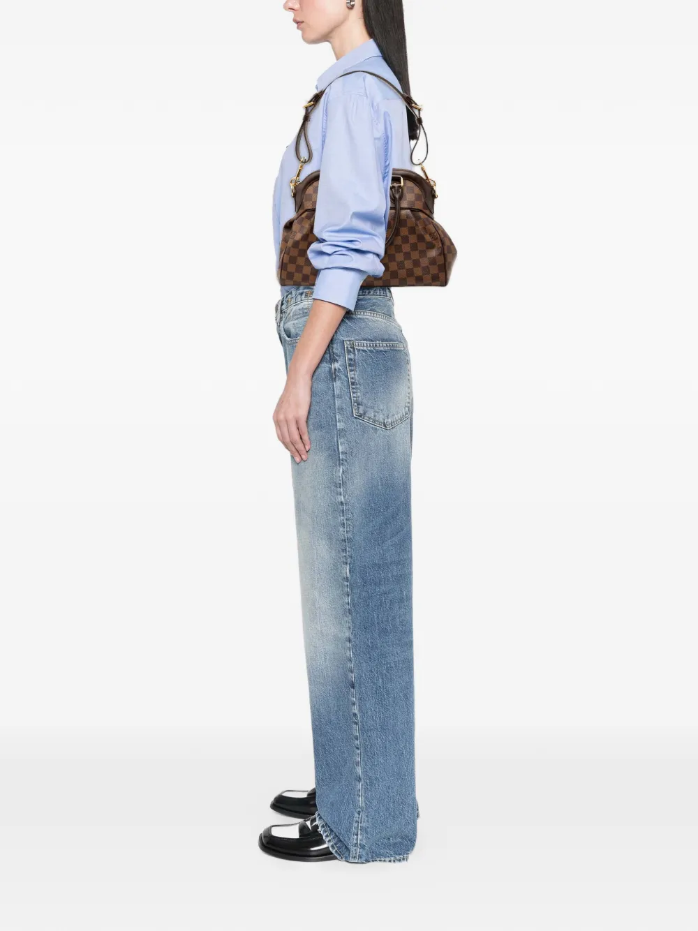 Pre-owned Louis Vuitton 2010 Damier Ebene Trevi Pm Satchel In Brown