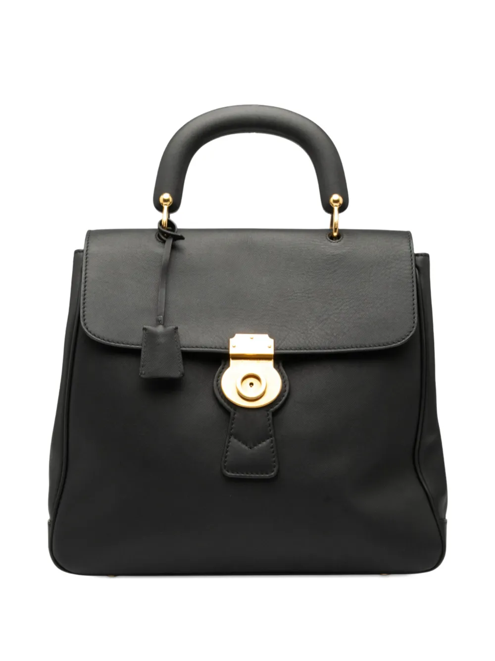 Pre-owned Burberry 2000-2017 Large Trench Calfskin Dk88 Top Handle Bag Satchel In Black