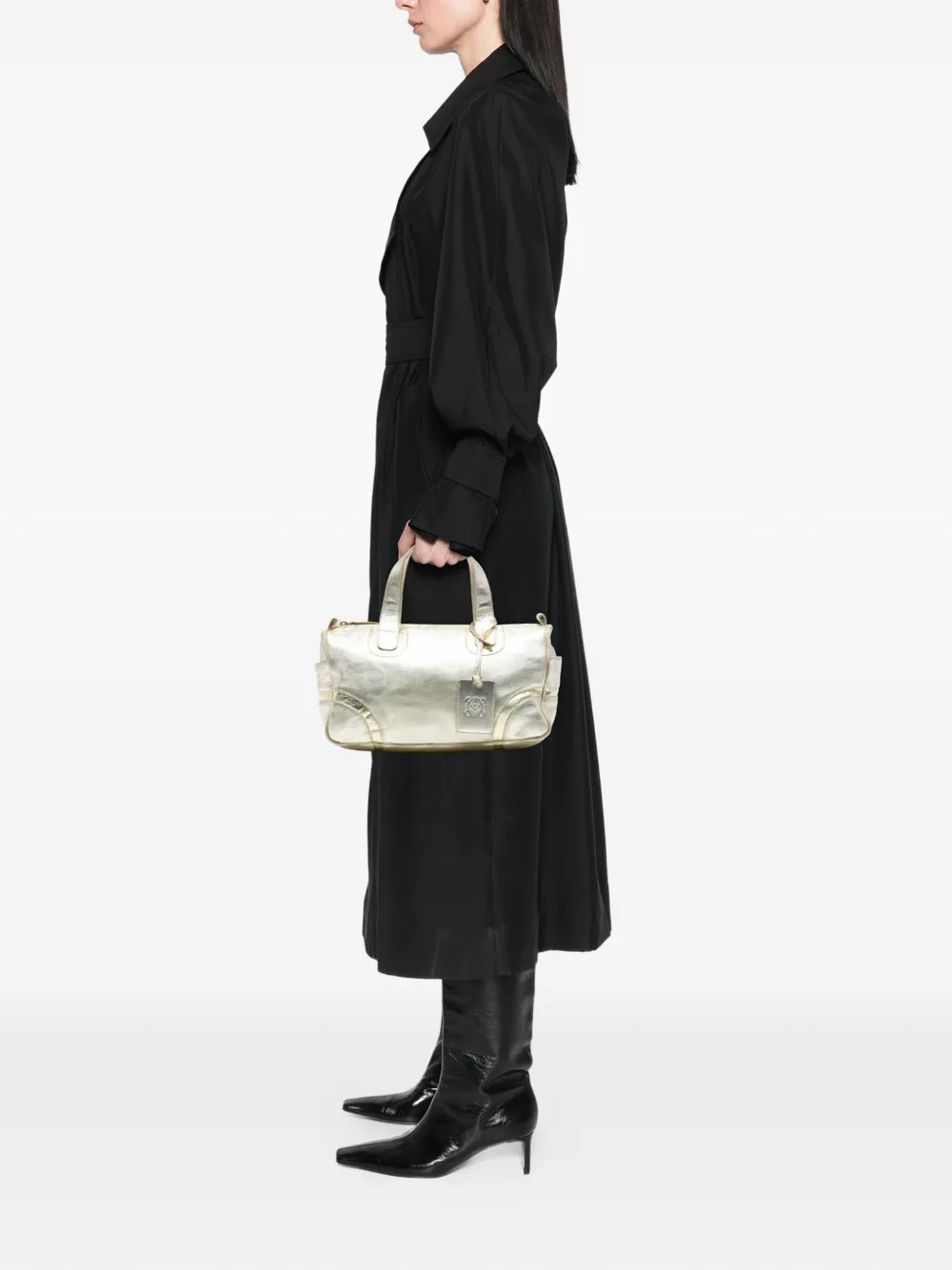 Pre-owned Loewe 2007 Metallic Leather Handbag In Gold