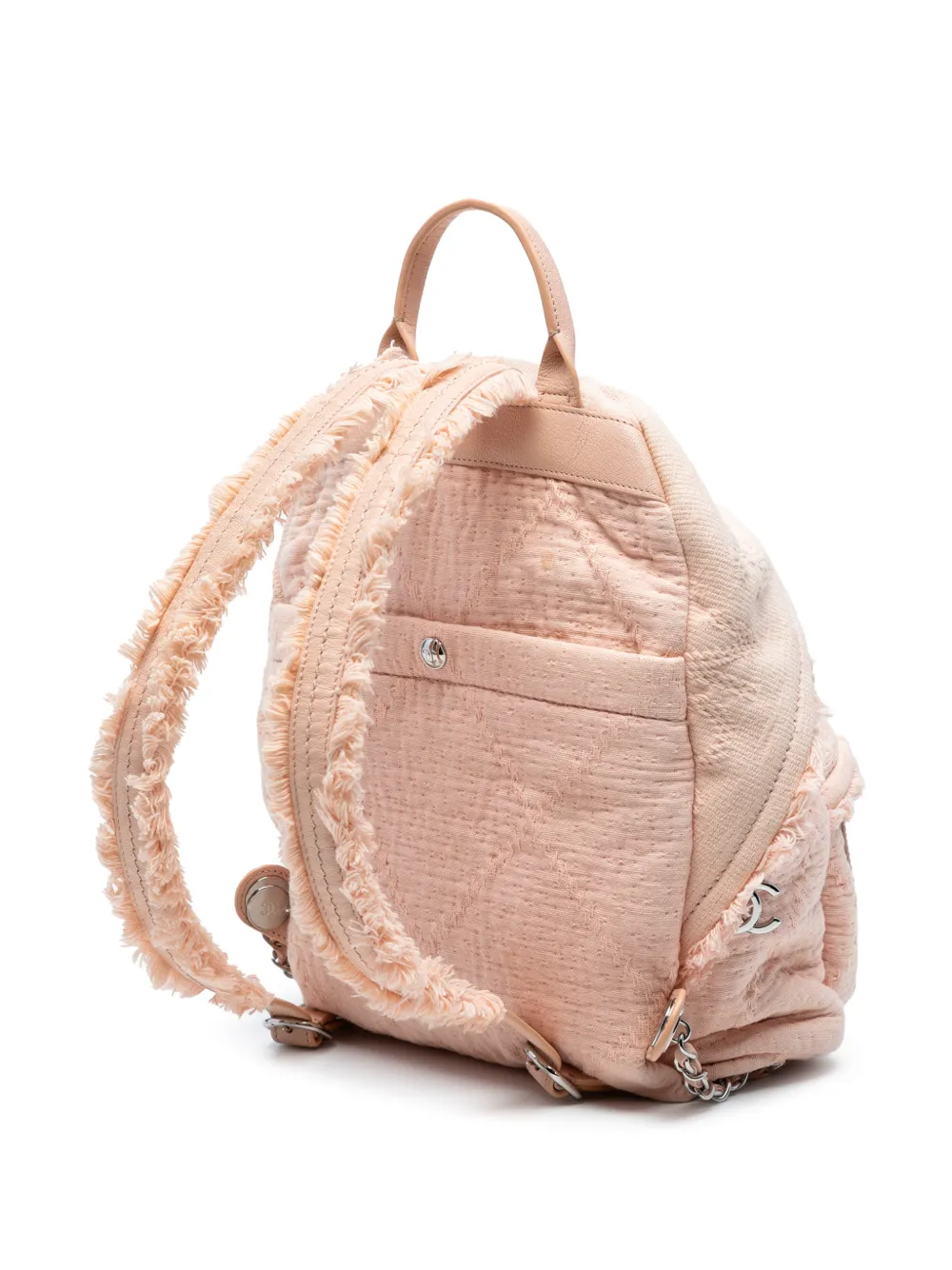 CHANEL Pre-Owned 2019 Quilted Canvas Front Pocket Fringe backpack | rosado | Image 1