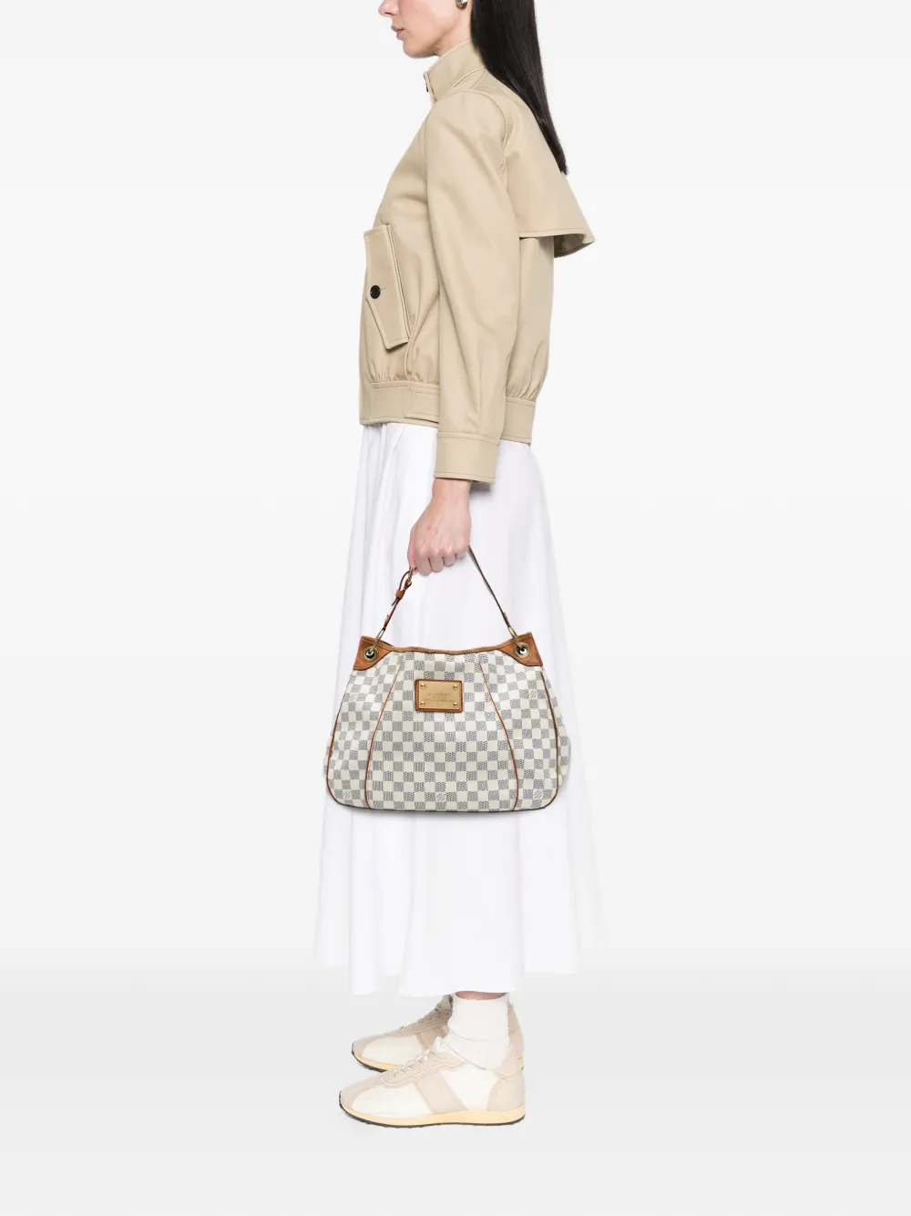 Pre-owned Louis Vuitton 2009 Damier Azur Galliera Pm Shoulder Bag In White