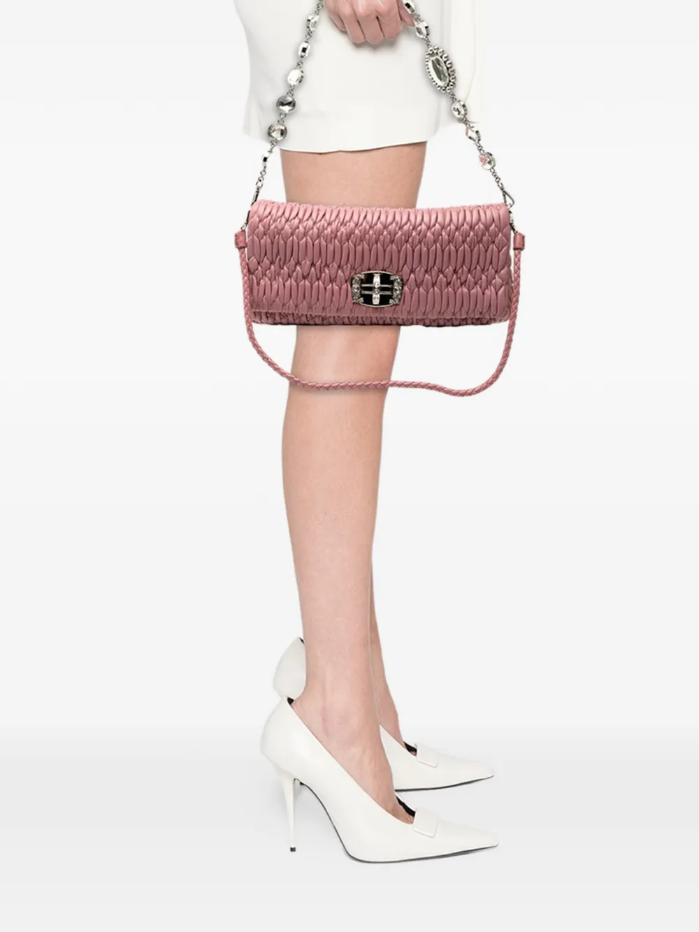 Miu Miu Pre-Owned 2010-2025 Matelasse Nappa Crystal Chain satchel | rosado | Image 1