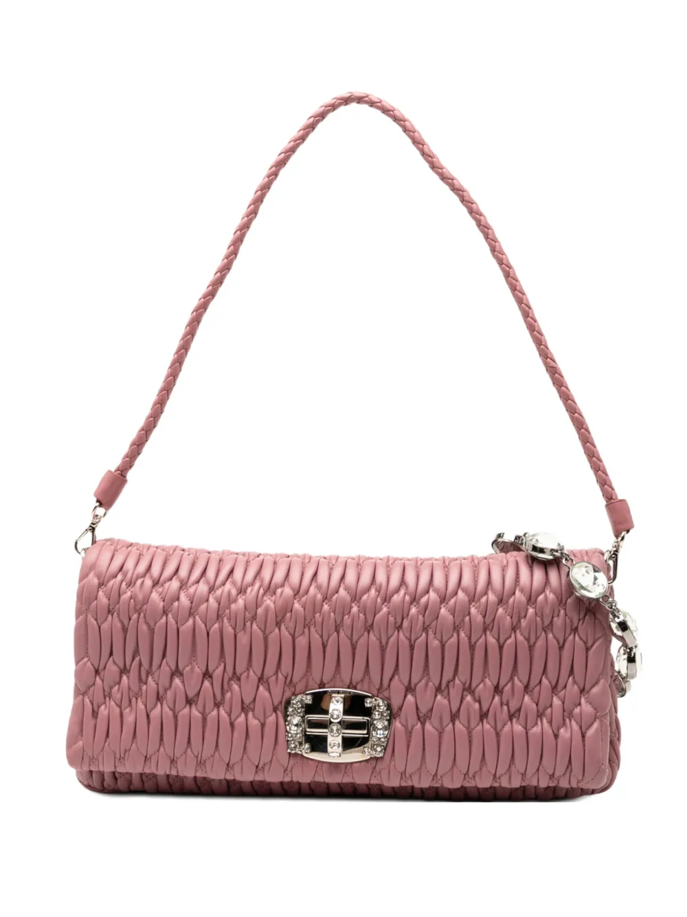 Miu Miu Pre-Owned 2010-2025 Matelasse Nappa Crystal Chain satchel | Pink | Image 1