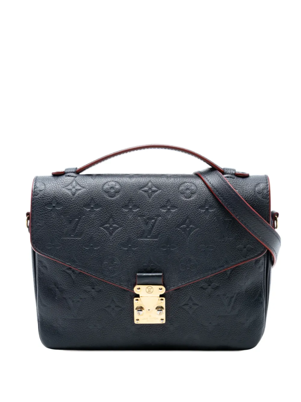 Pre-owned Louis Vuitton 2018 Monogram Empreinte Pochette Metis Satchel In Blue