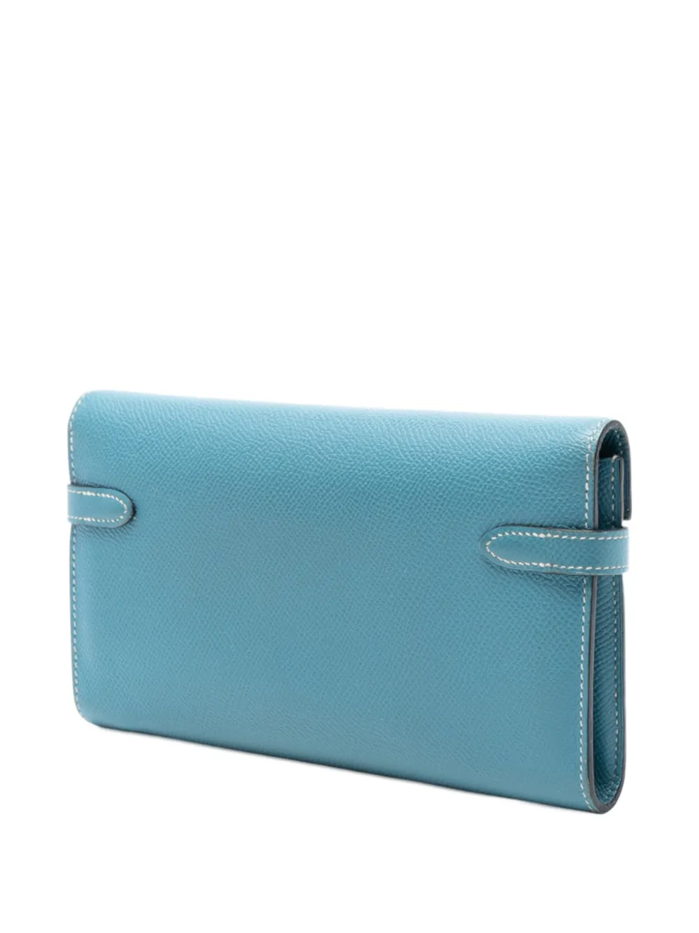 Pre-owned Hermes 2012 Epsom Kelly To Go Wallet Crossbody Bag In Blue