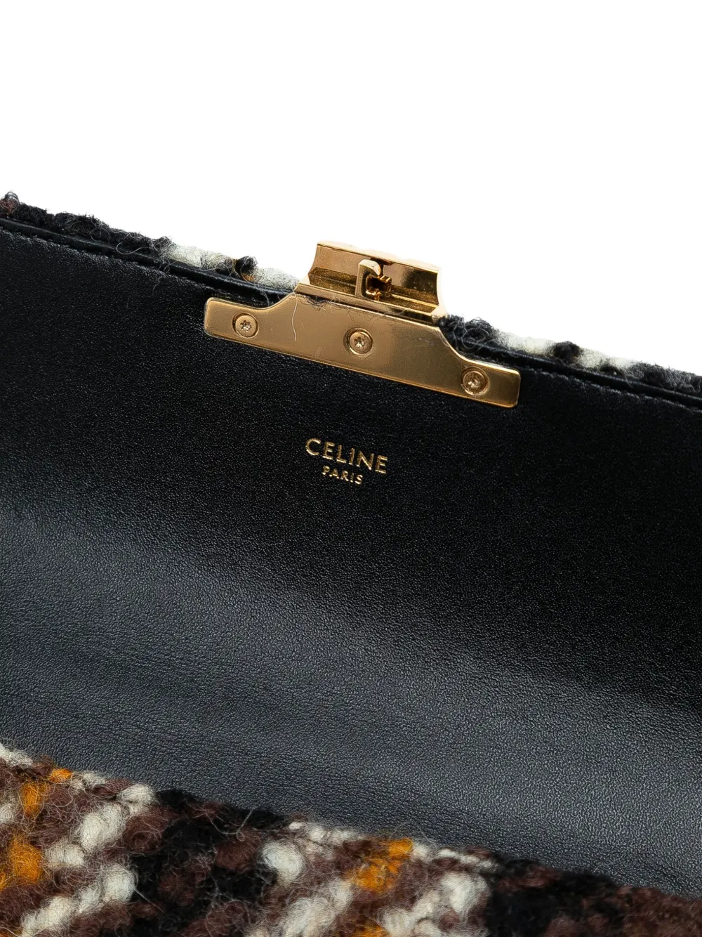 CELINE Pre-owned 2022 Wool Triomphe Chain Shoulder Bag In Black