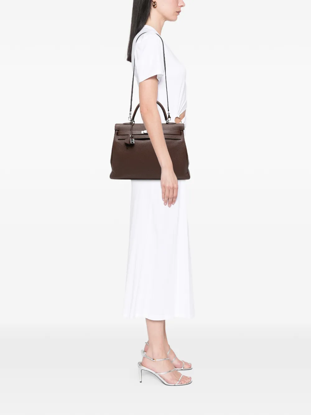 Pre-owned Hermes 2013 Togo Kelly Ii Retourne 35 Satchel In Brown