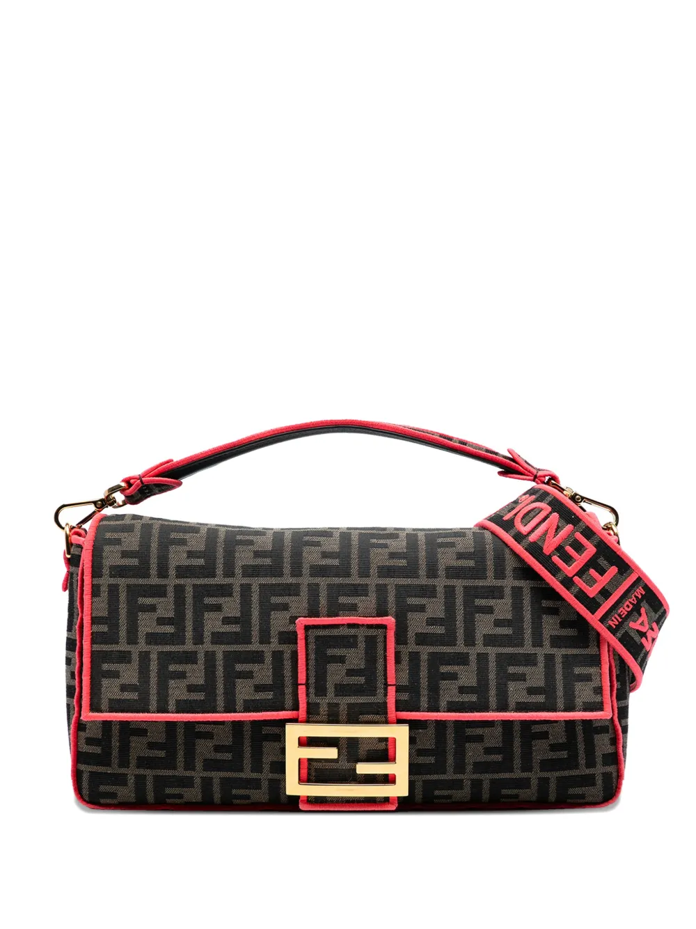 Fendi Pre-Owned 2010-2025 Medium Zucca Canvas Fluo Trim Baguette satchel | Brown | Image 1