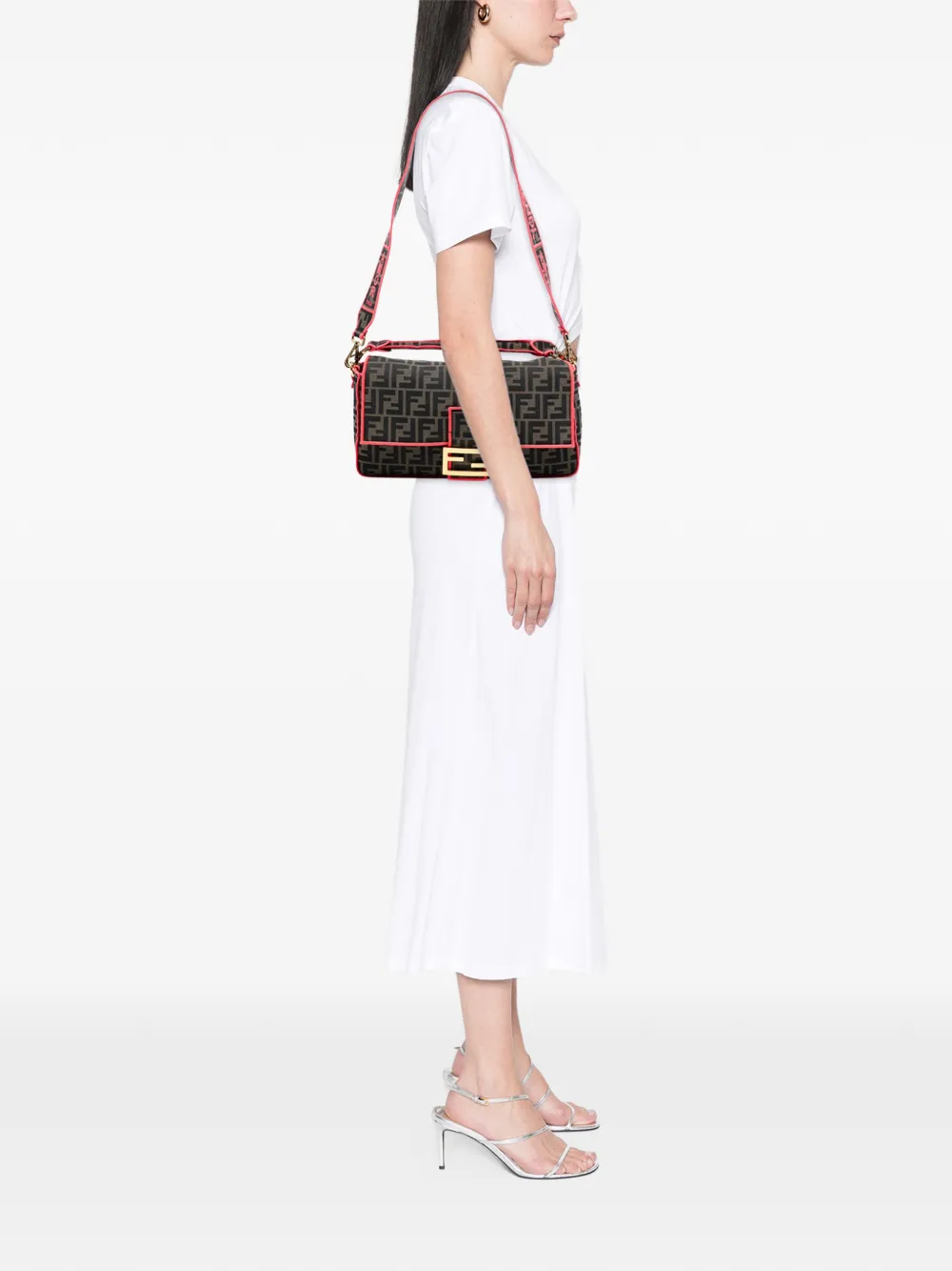 Fendi Pre-Owned 2010-2025 Medium Zucca Canvas Fluo Trim Baguette satchel | Pre-Owned | Image 2