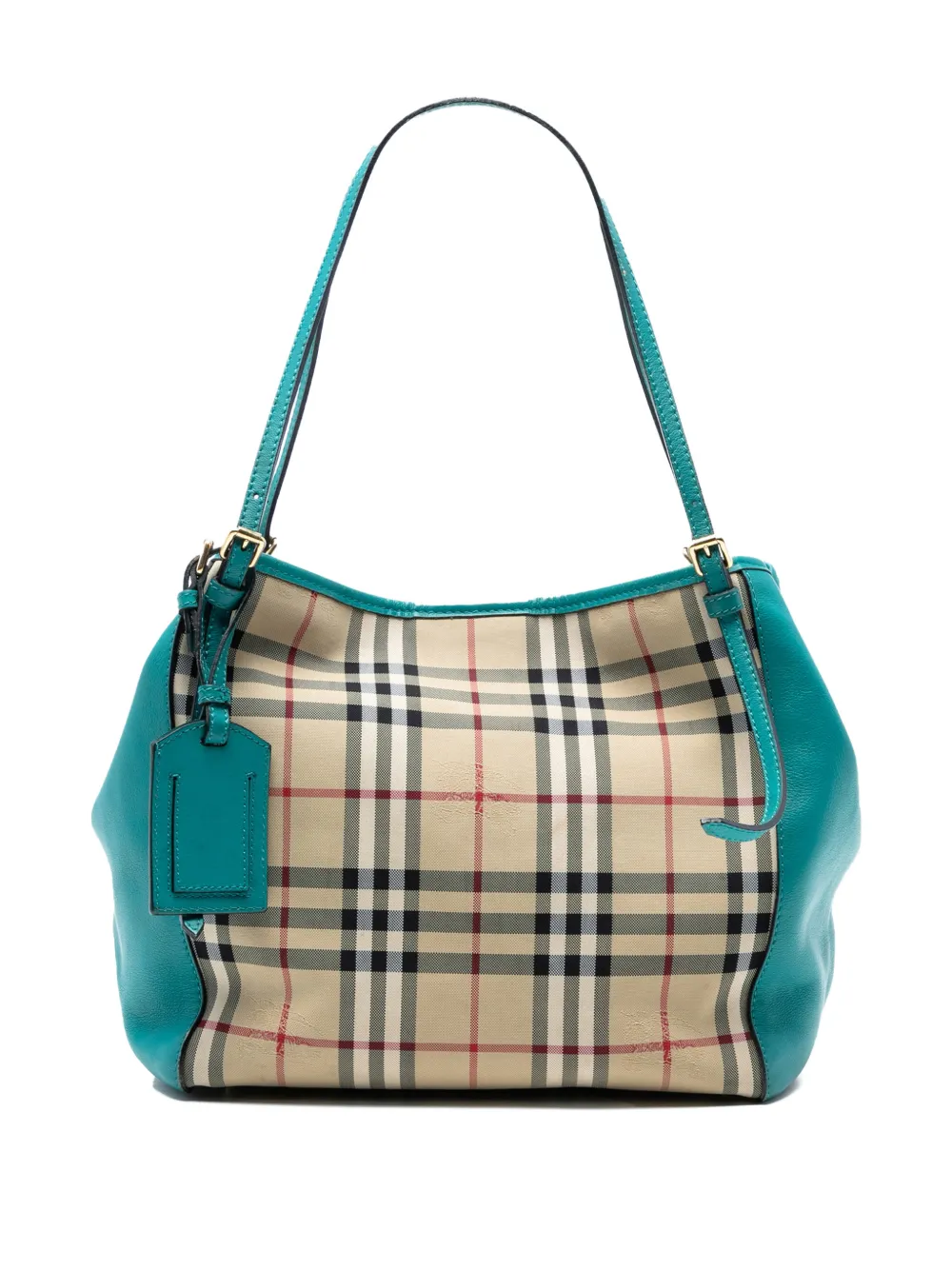 BURBERRY Pre-owned 2000-2017 Small Haymarket Check Canvas And Leather Canterbury Tote Bag In Blue