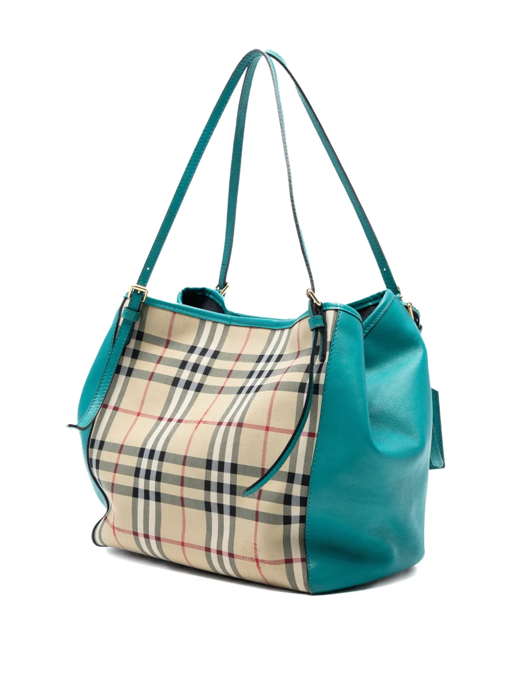 BURBERRY Pre-owned 2000-2017 Small Haymarket Check Canvas And Leather Canterbury Tote Bag In Blue