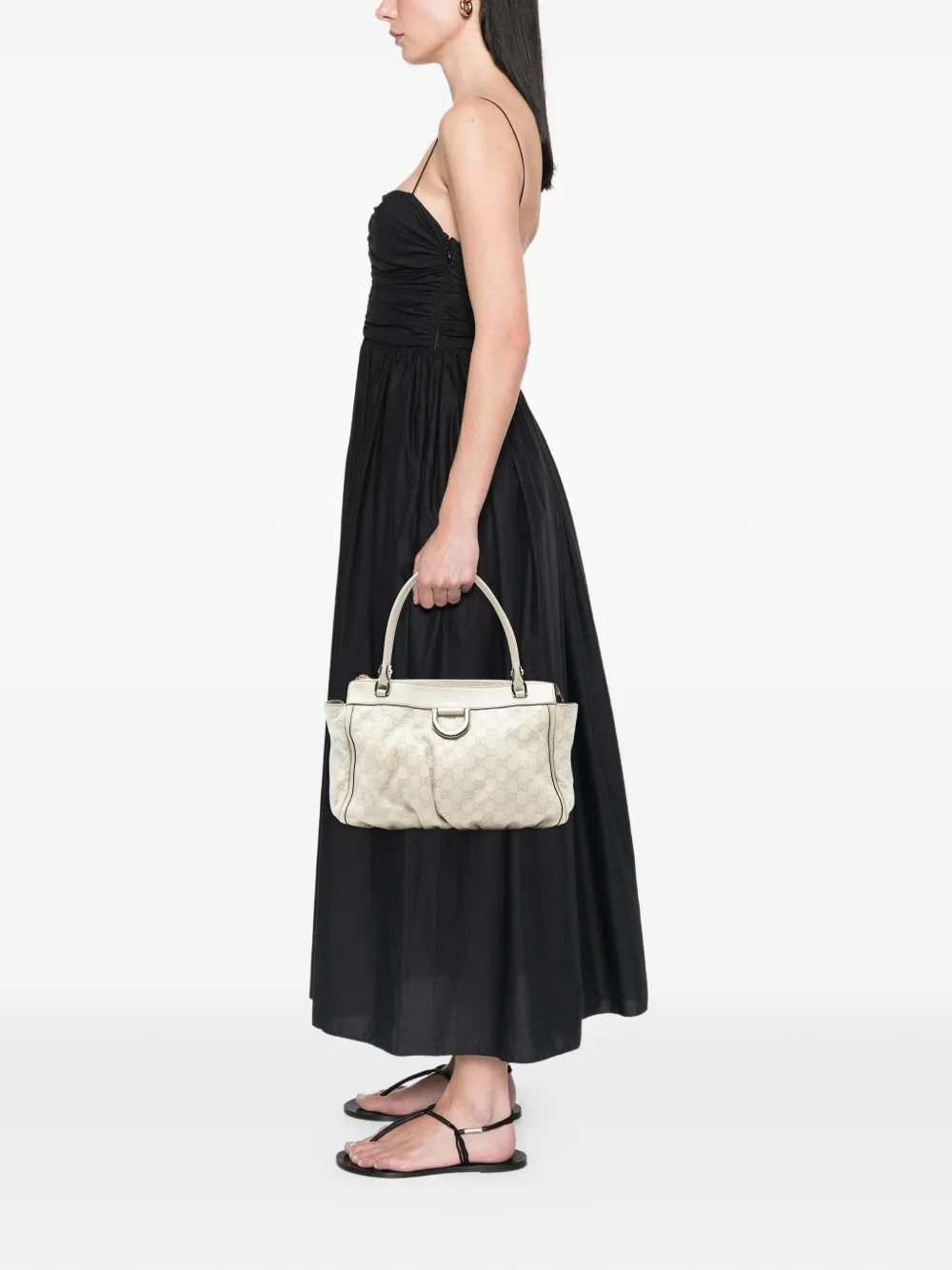 Pre-owned Gucci 2016-2025 Ssima Abbey D Ring Tote Bag In White