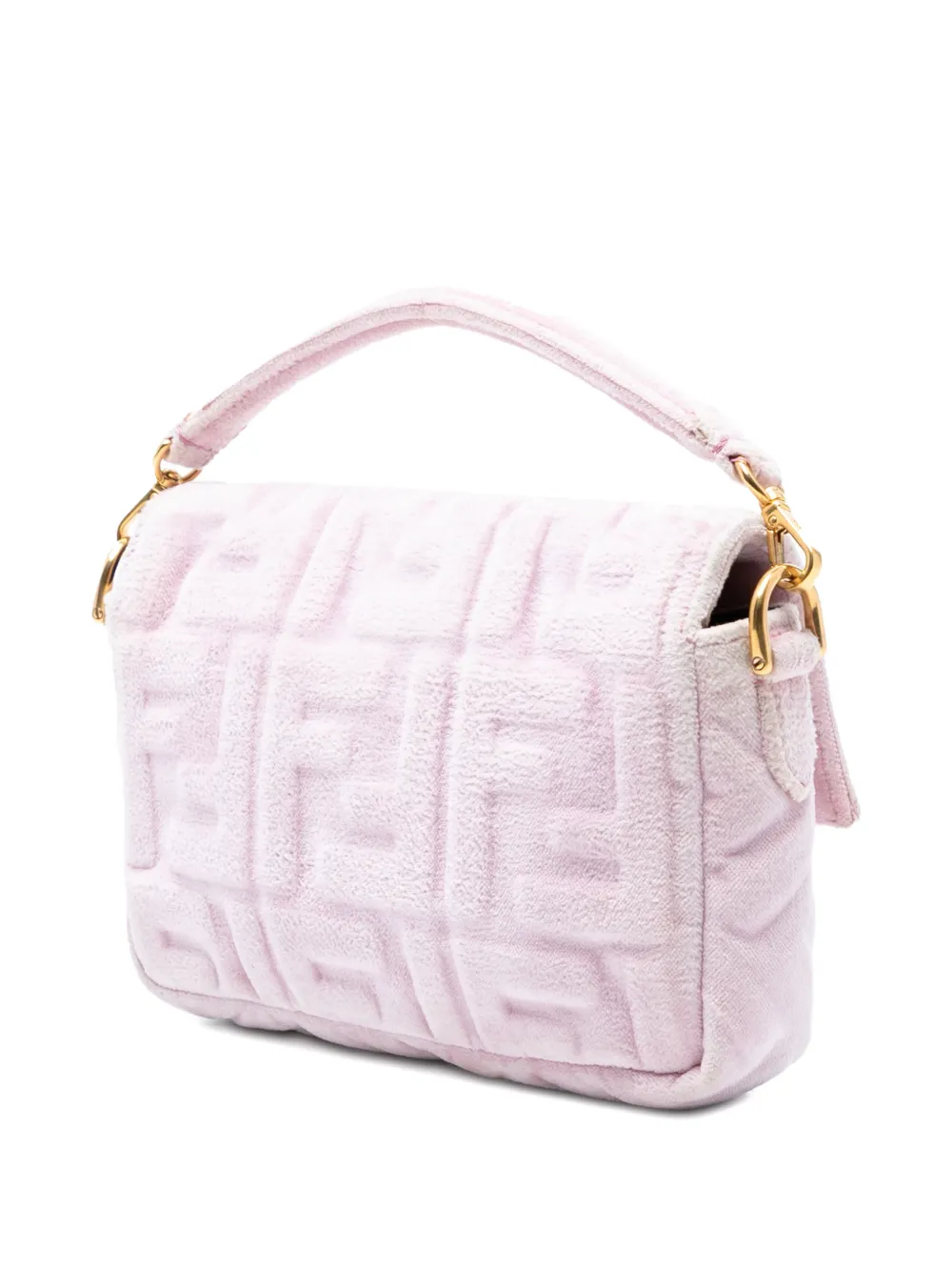 FENDI Pre-owned 2010-2025 Mini Zucca Embossed Velvet Baguette Satchel In Pink