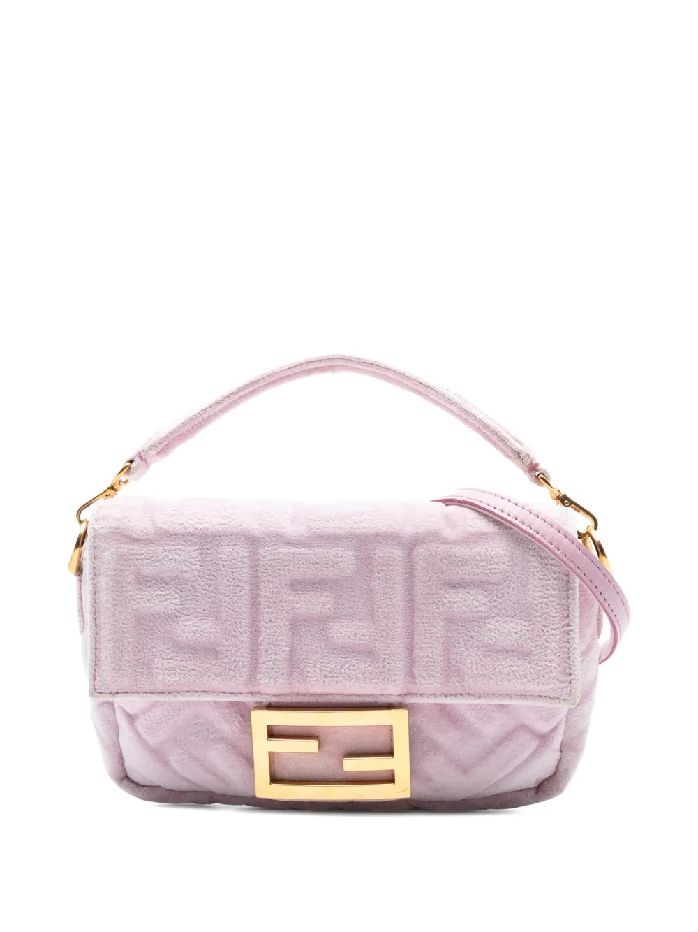 Fendi Pre-Owned 2010-2025 Mini Zucca Embossed Velvet Baguette satchel | Pink | Image 1