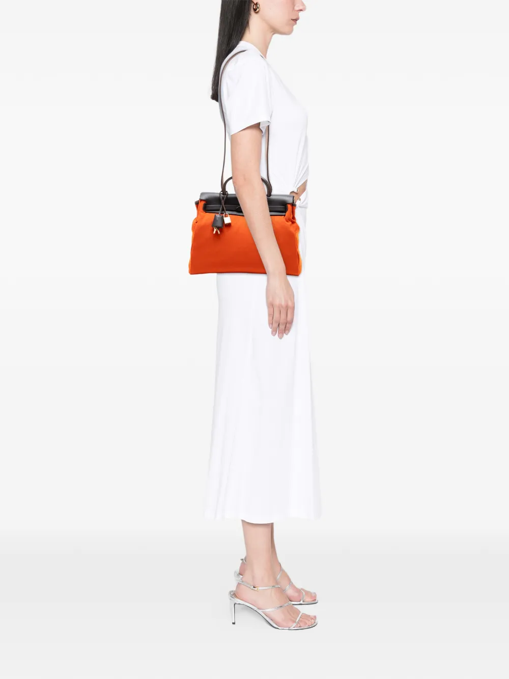 Pre-owned Hermes 1999 Toile Herbag Zip 31 Satchel In Brown