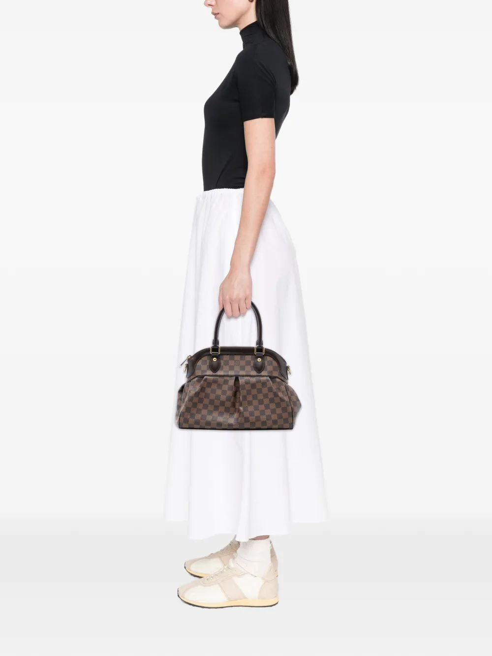 Pre-owned Louis Vuitton 2009 Damier Ebene Trevi Pm Satchel In Brown