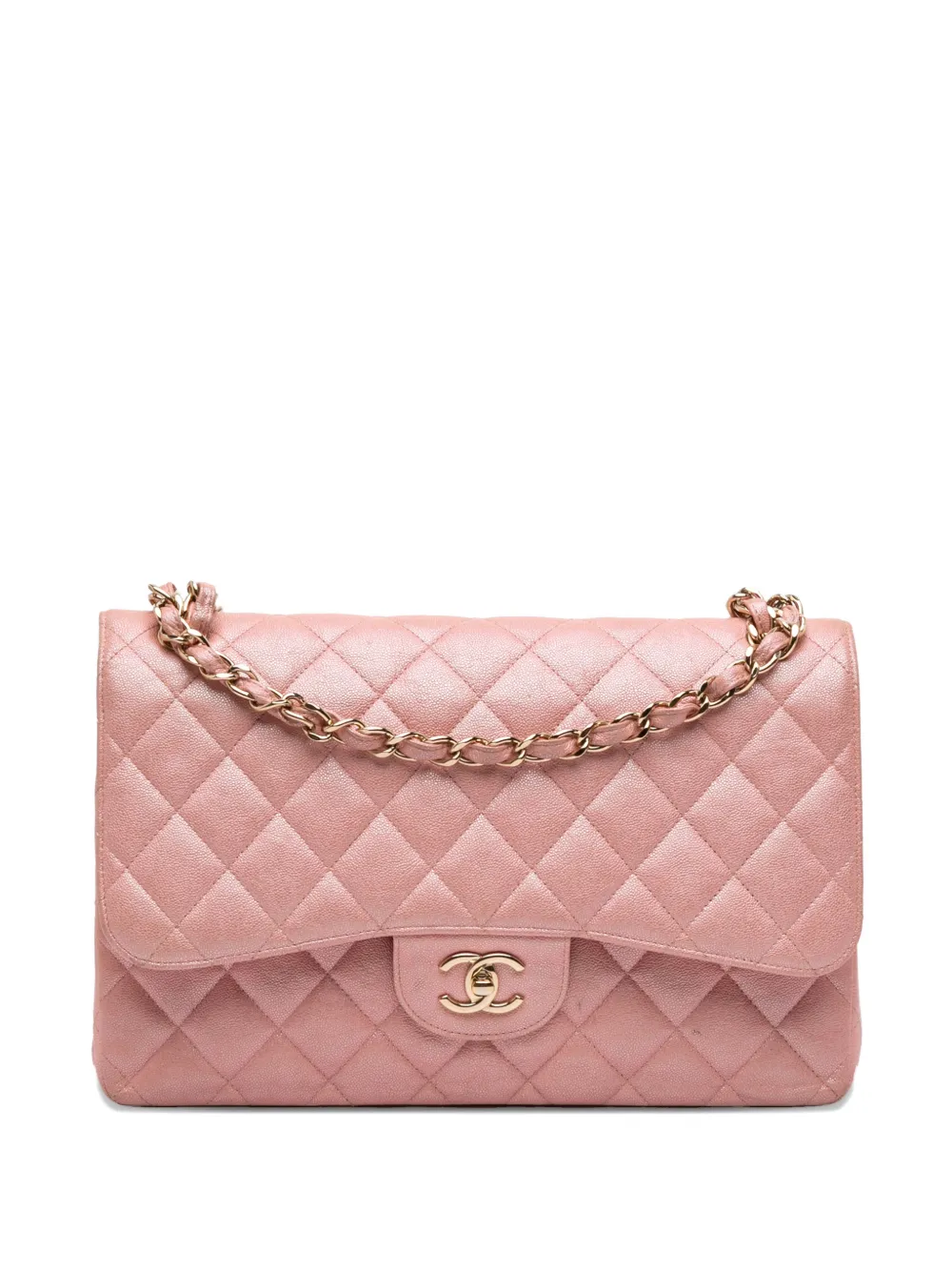 CHANEL Pre-Owned 2019 Jumbo Classic Iridescent Caviar Double Flap shoulder bag - Rosa