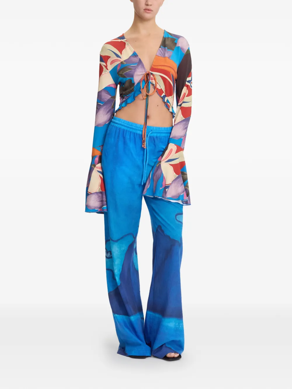 Donde Esteban Palenque Flores jersey blouse - Blauw