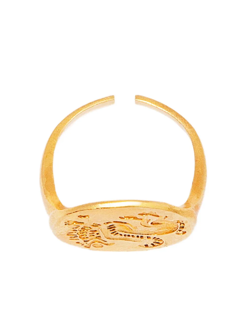  Chronos Sterling Silver Sphinx-motif Signet Ring - Gold 