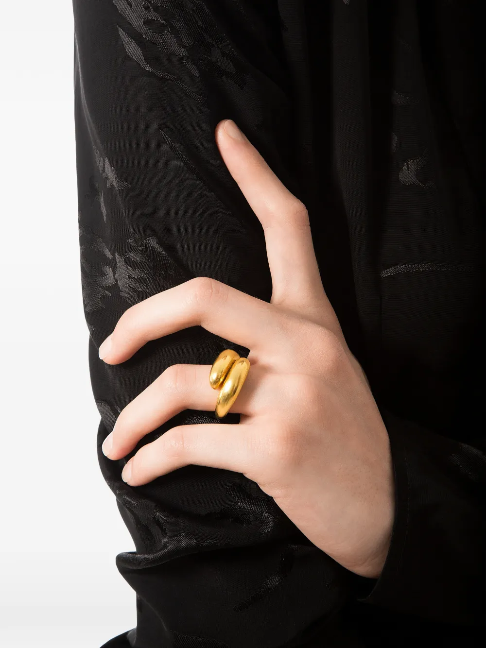  Chronos Sterling Silver Twist-detail Ring - Gold 