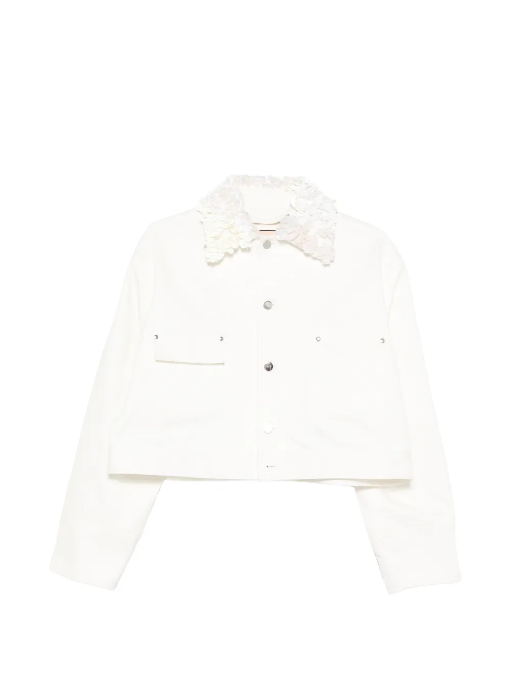 Plan C floral collar jacket - Bianco