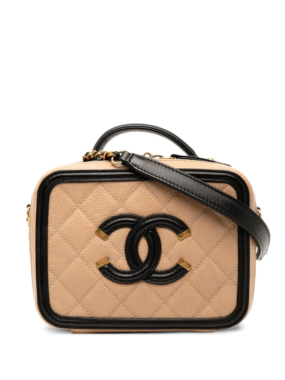 CHANEL Pre-Owned 2016-2017 Small Caviar CC Filigree Vanity Case satchel - Marrone