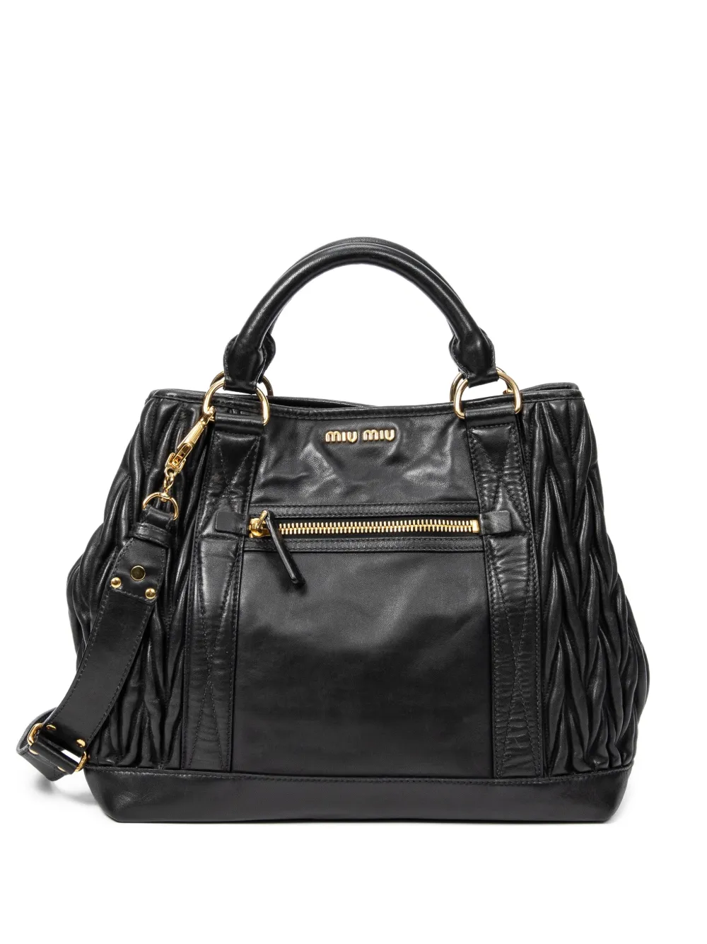 Miu Miu Pre-Owned ruched zipped handbag | Black | Image 1