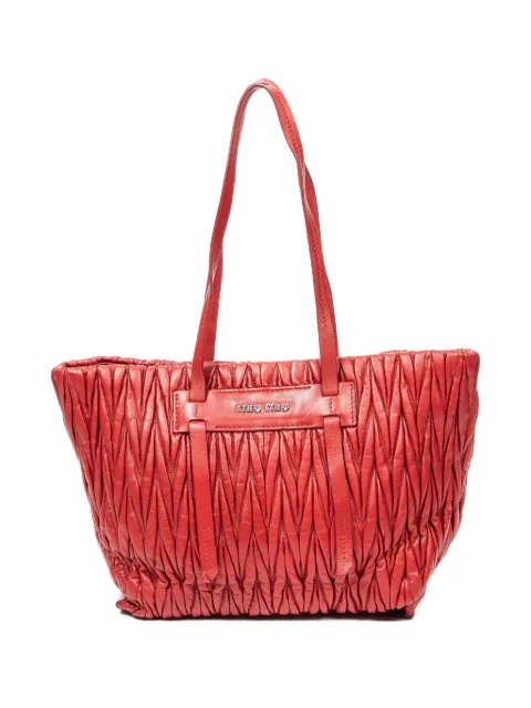 Miu Miu Pre-Owned matelassé logo-detail shoulder bag