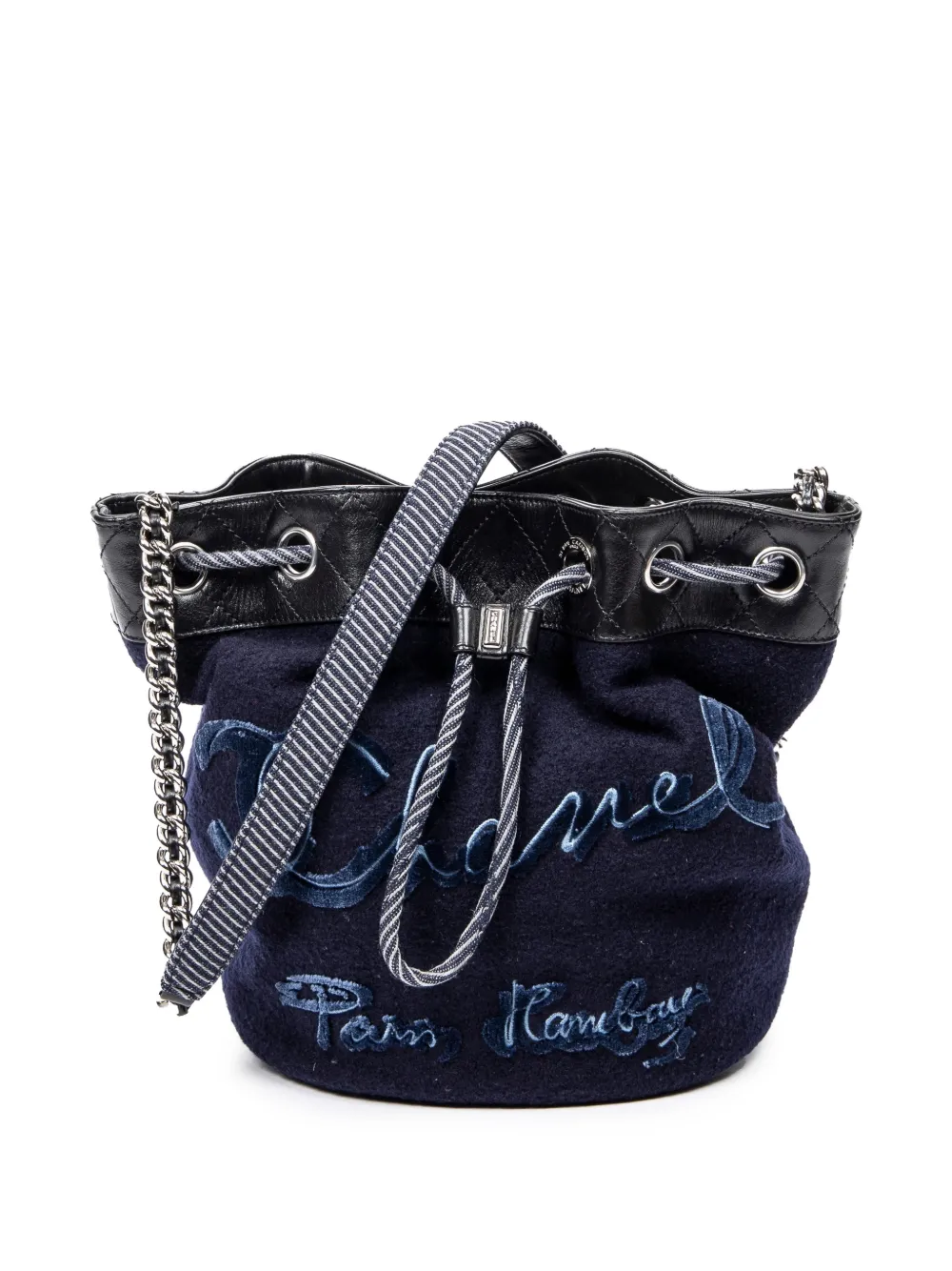 CHANEL Pre-Owned Borsa a secchiello con ricamo 2018-2019 - Blu