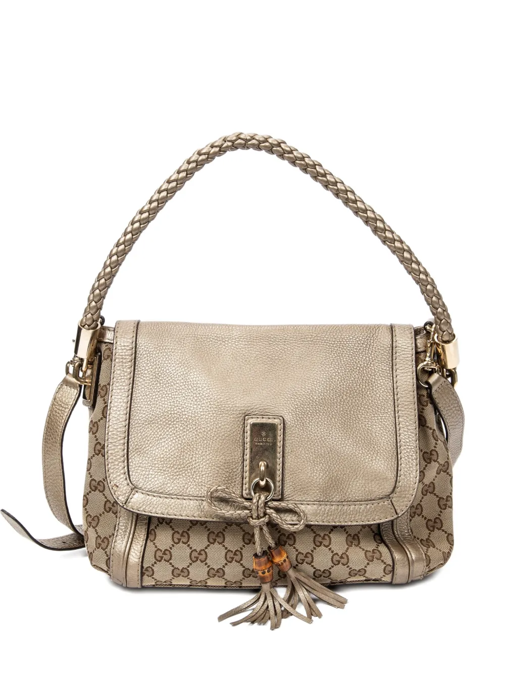 Pre-owned Gucci Bella Flap Patterned Shoulder Bag In Neutral