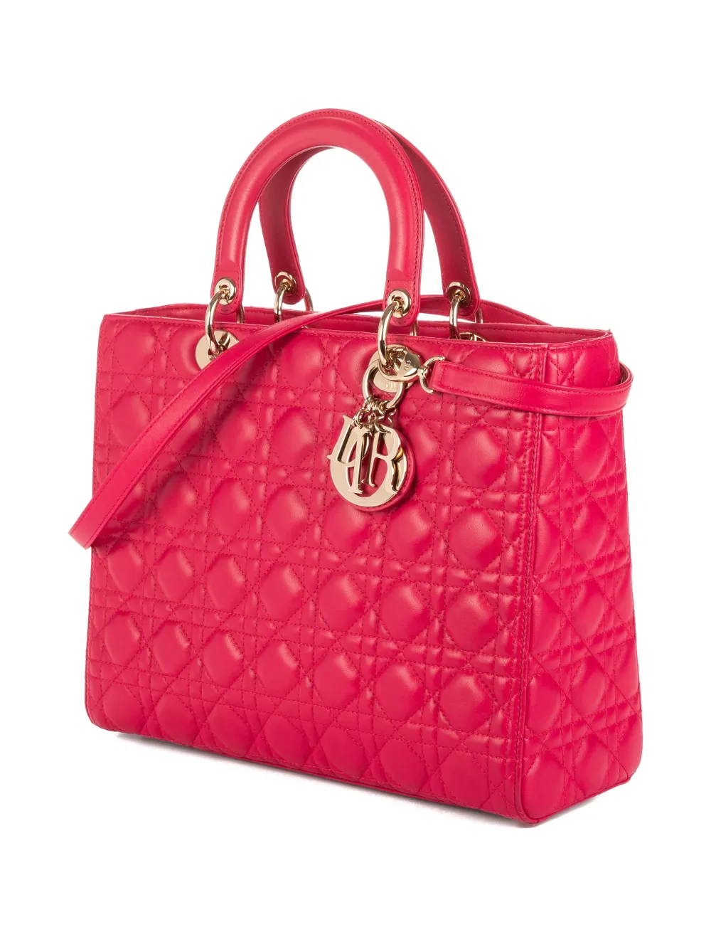 Christian Dior Pre-Owned Lady Dior gewatteerde shopper met bedel - Roze