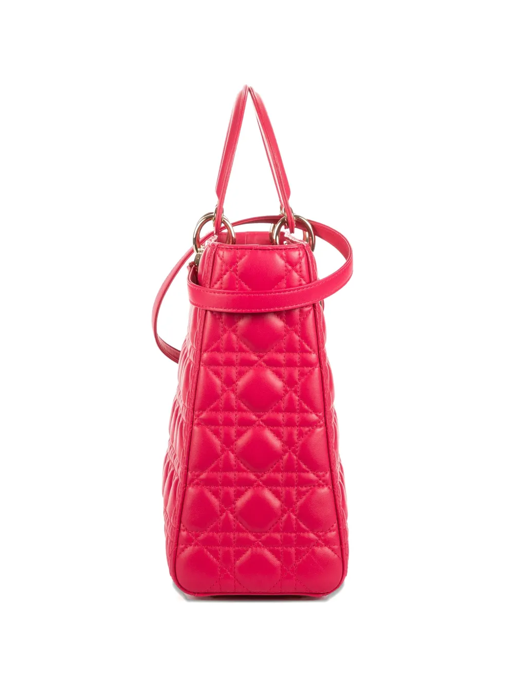 Lady Dior Quilted Charm-Detail Tote Bag