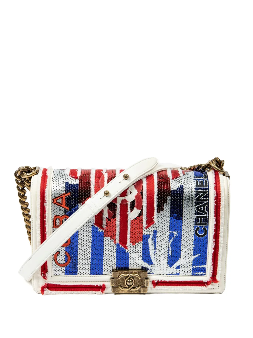 CHANEL Pre-Owned Borsa a spalla Boy Chanel Paris-Cuba media - Bianco