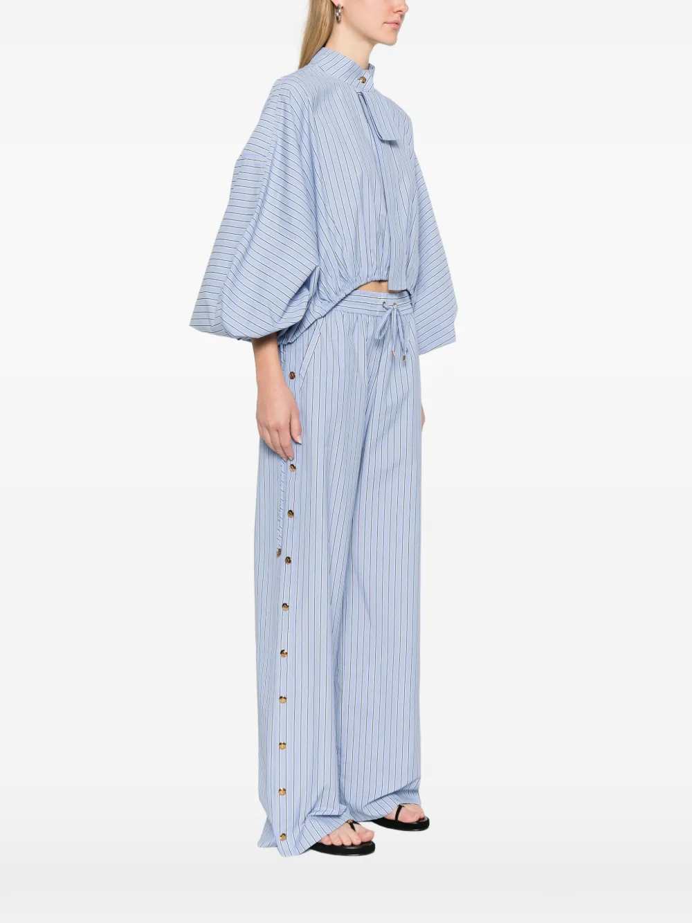 Zimmermann Mandarin-collar Shirt In Blue