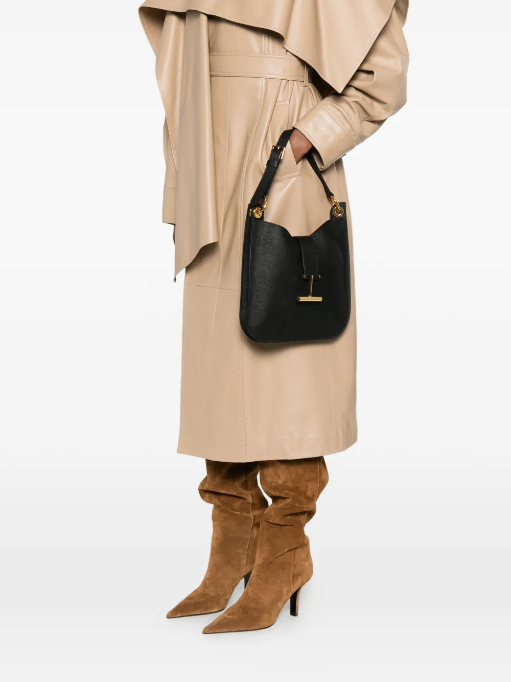 TOM FORD Tara T-bar-buckle shoulder bag - Zwart