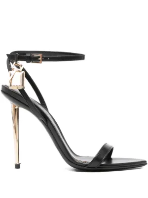 Saint Laurent オピウム エナメルレザーサンダル | ブラック | FARFETCH JP