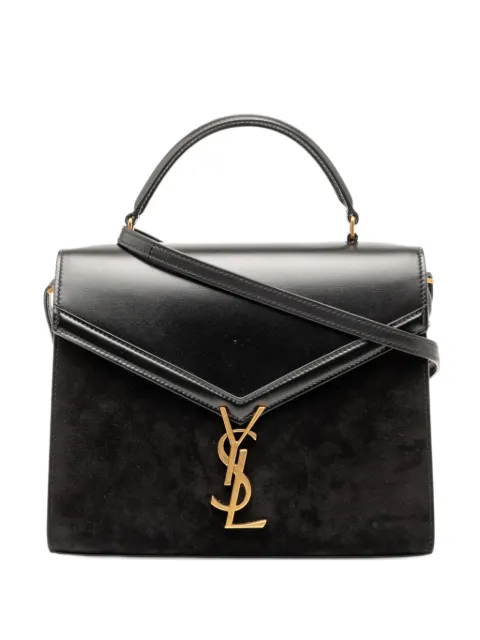 Saint Laurent Pre-Owned 2019 Medium Calfskin and Suede Classic Monogram Cassandra Top Handle Bag satchel