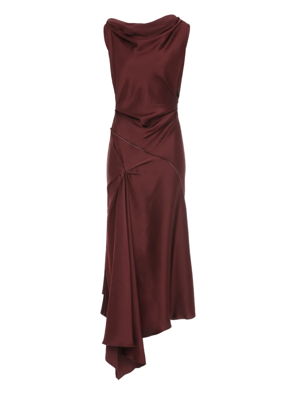 Victoria Beckham Posy Asymmetrical Drape Midi Dress In Red