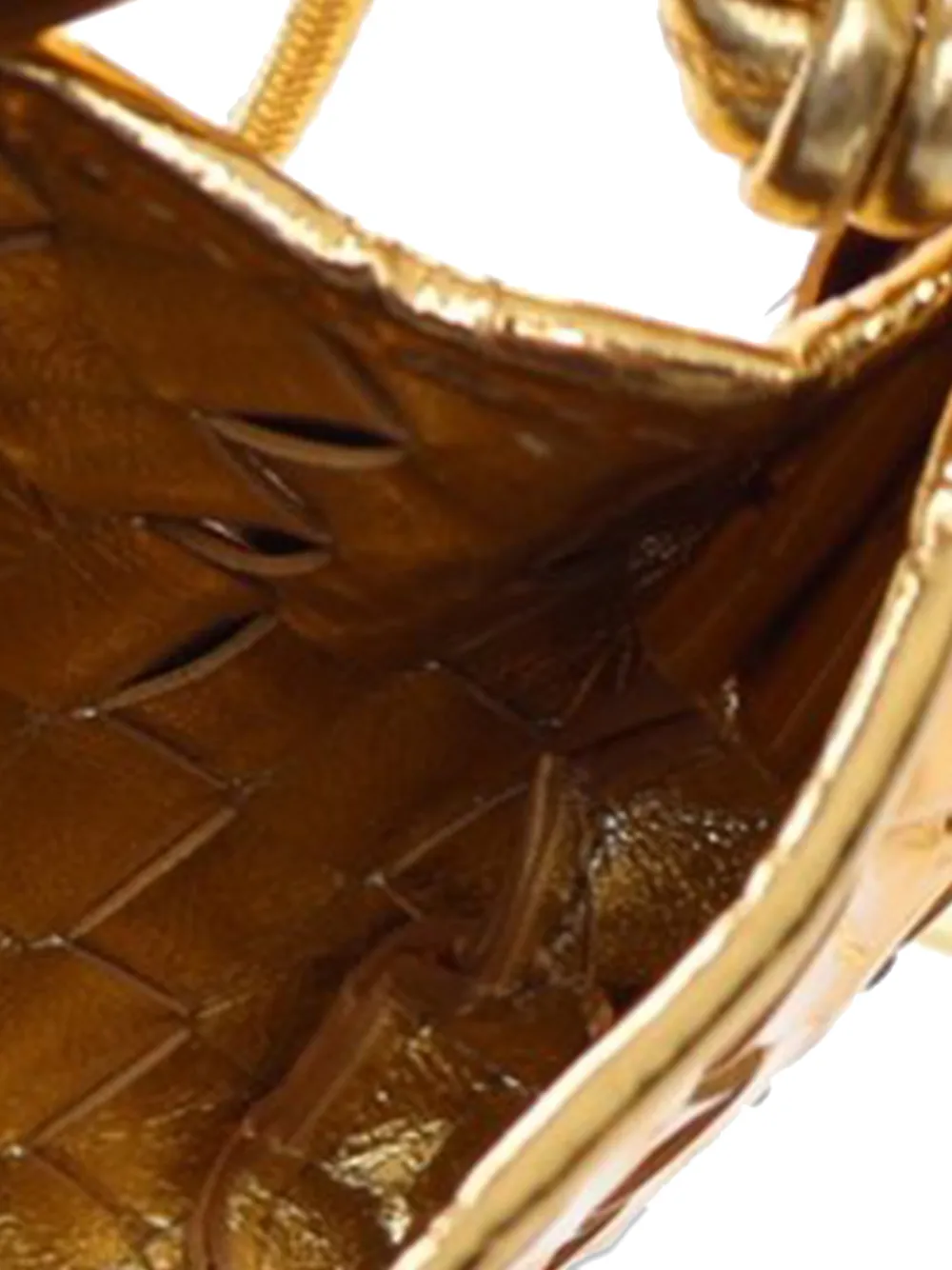Pre-owned Bottega Veneta 2012-2025 Baby Metallic Lambskin Intrecciato Sardine Satchel In Gold