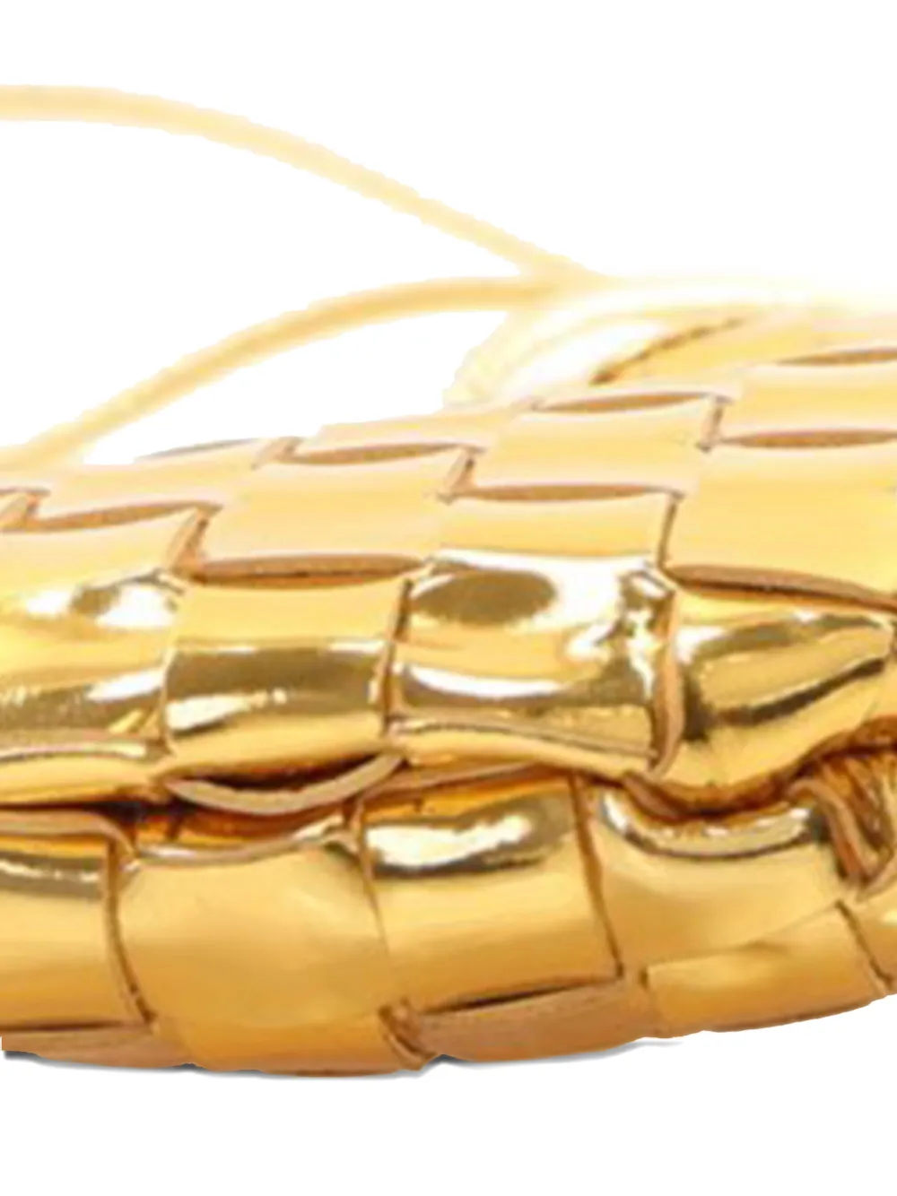 Pre-owned Bottega Veneta 2012-2025 Baby Metallic Lambskin Intrecciato Sardine Satchel In Gold