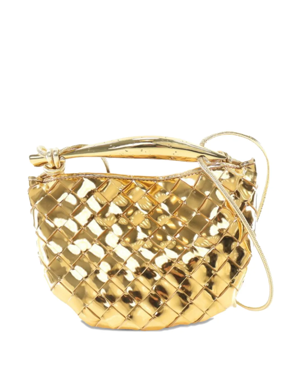 Bottega Veneta Pre-Owned 2012-2025 Baby Metallic Lambskin Intrecciato Sardine satchel - Oro