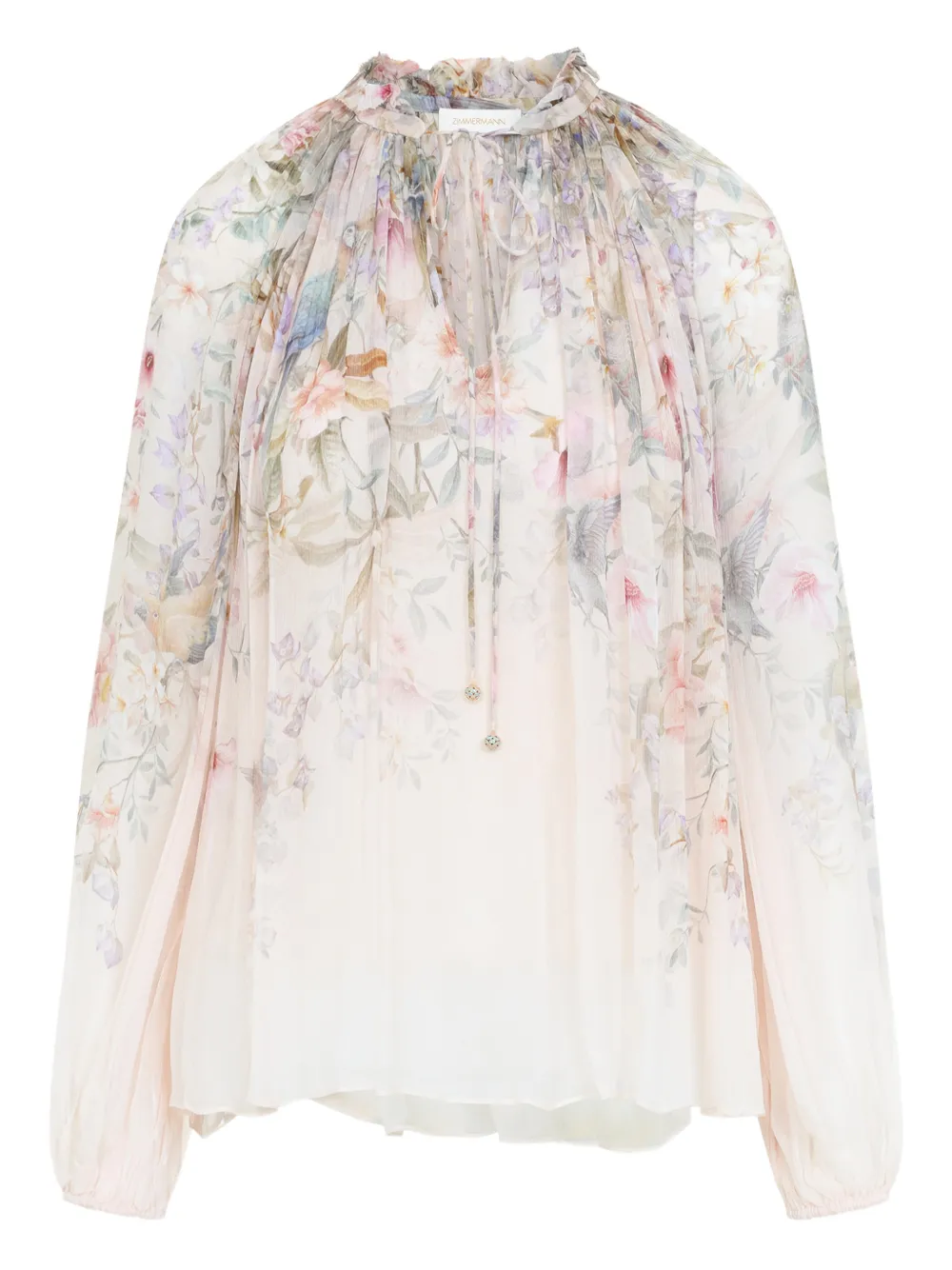 Zimmermann Rebellion Billow Ruffled Floral-pattern Top In Neutral