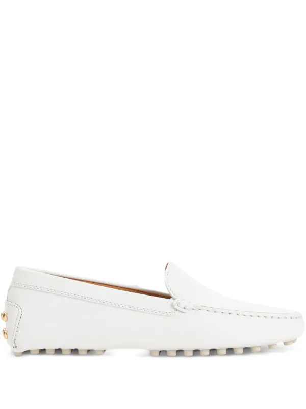 Tod's Metal Dots Gommino Loafers in Leather in White