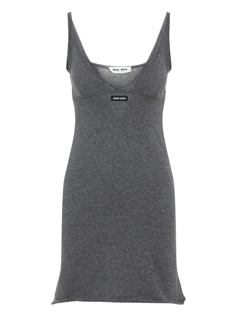 Miu Miu Minikleid mit V-Ausschnitt | Grau | Image 1